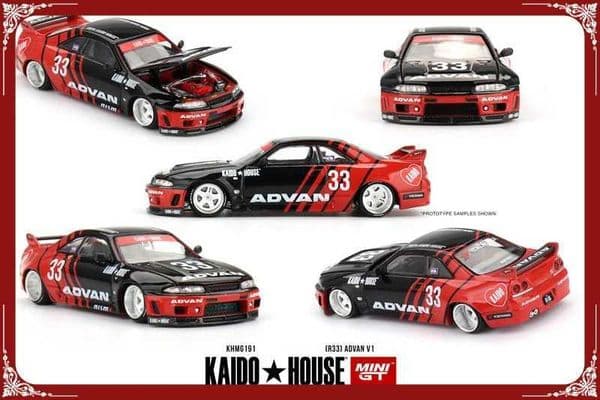 Kaido House x MINIGT 164 Skyline R33 Kaido Works ADVAN Alloy Vehicle Collectible Car ModelL260508ONTZ