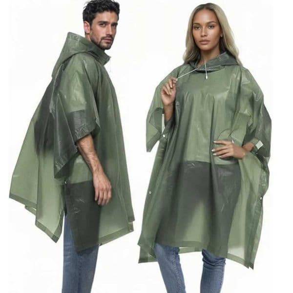 Reusable Rain Ponchos with Drawstring Hood for Adults Waterproof Thicken Rain Coat Outdoor Hiking Raincoat Travel Bicycle Poncho S260508UNCF
