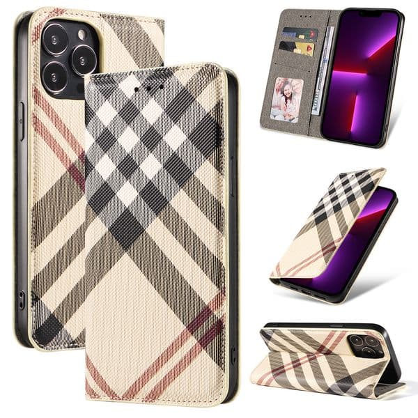Suitable for iPhone 17 Huawei P50 phone case, Apple 15 checkered flip cover, Samsung S23