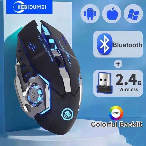 2.4G Wireless BT RGB Backlit Gaming Rechargeable Mice Silent 3600 DPI Mouse for Macbook Laptop 26L0508