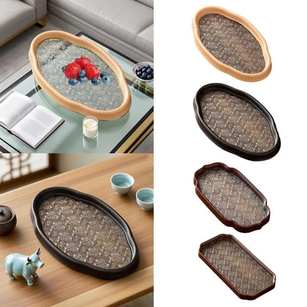 Begonia Flower Glass Tray Tea Cup Fruit Snack Cake Jewelry Organizer Tray for Events Dining Room 260507
