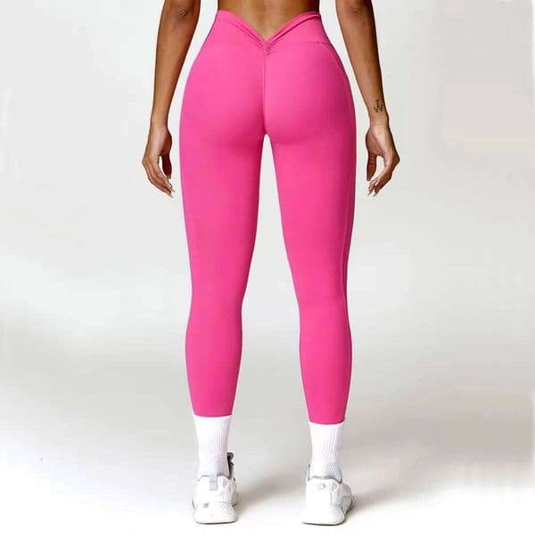 Women's V-shaped fitness sports net, high waisted elastic solid yoga pants, gym push-pull leggings, women's jogging 26H0507