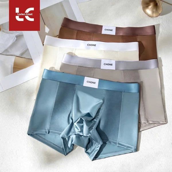 3pcsLORIEN CRESTMens Satin-Like Ice Silk Boxers Summer Breathable Air-Conditioned Underwear Lightweight Trunks NewT260508
