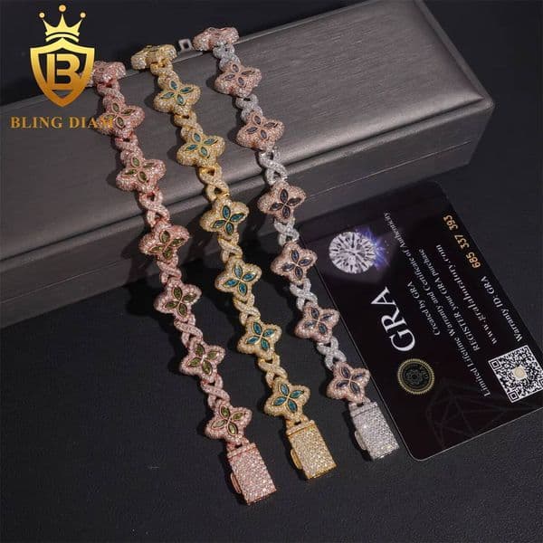 Moissanite Cuban 15mm 925 Sterling Silver Iced Out VVS Moissanite Clasp Hio Hop Jewelry Cuban Link Bracelet