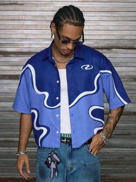 mens shortsleeved shirt for summer breathable casual and fashionable 3D printed streetwear 260508