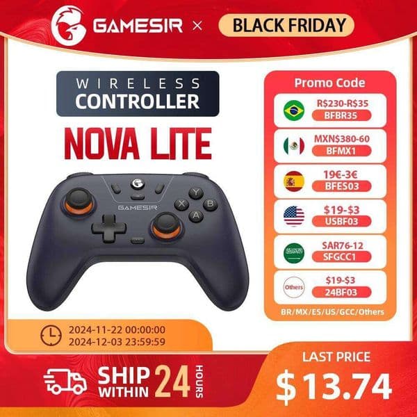 GameSir T4 Nova Lite Wireless Controller Bluetooth Gamepad with Hall Effect for Nintendo Switch iPhone Android Phone PC S260506