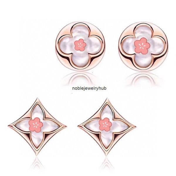 louisities lvs Louise lvness Luxury niche pink and white shell pointed flower round stud earrings from featured on Douyin live stream