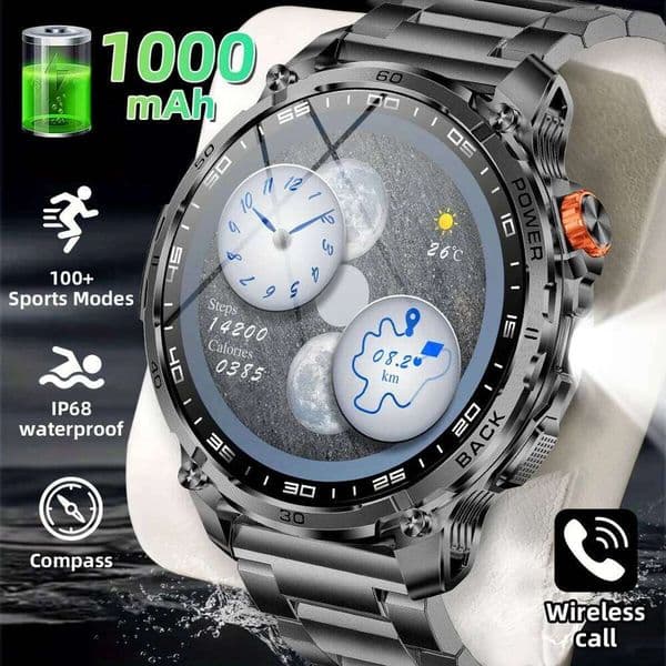 2026 Outdoor New 1000mAh Battery T-Rex 3 Grade Smart Men IP69K Waterproof GPS HD BT Call 100+Sports Watch 26Y0507