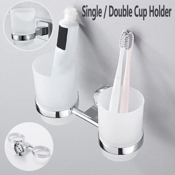 Toothbrushing Cup Bathroom Supplies Double Tumbler Cup Holder Toothbrush Holder Wall Mount Cup Strong Anti-Fall Bath Accessori 260508