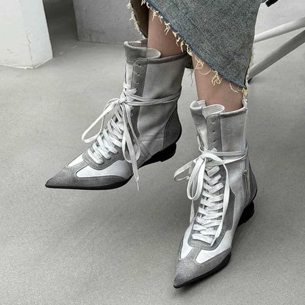 Designer Strange Heel Pointed Toe Women Knight Boots Women All Match Retro High Heel Ankle Boots Female Runway Shoes New Q260508