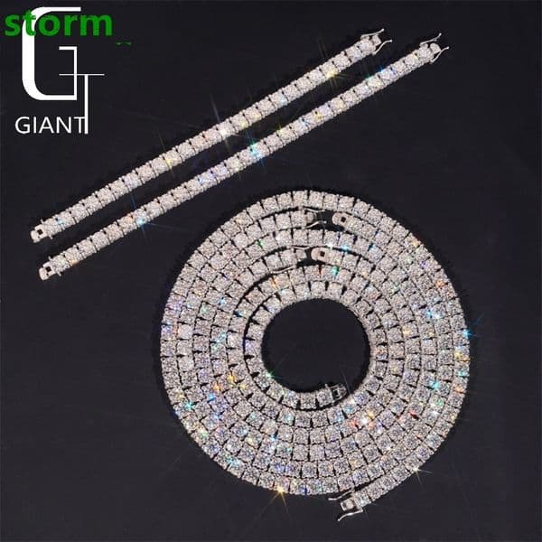 New Arrivals Iced Out Double Sides Hip Hop 925 Sterling Silver VVS1 5mm 65mm Moissanite Diamond Cluster Tennis Chain Bracelet