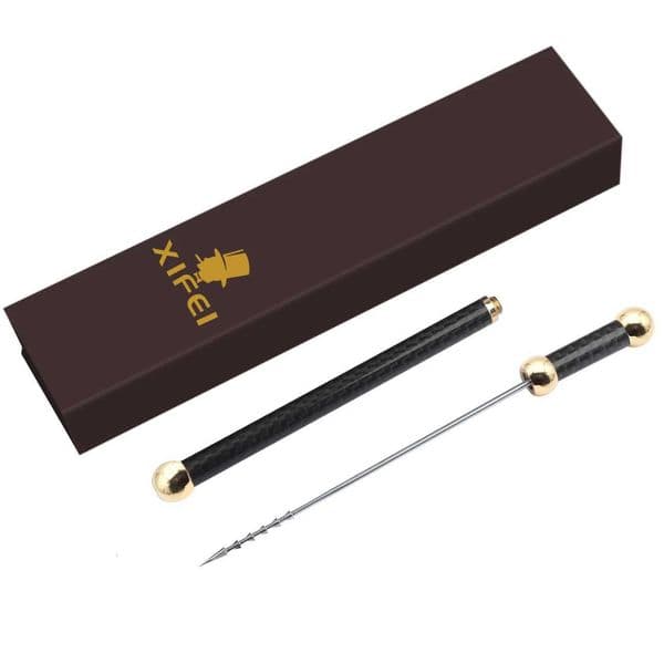 Perfect Cigar Draw Enhancer Tool Stainless Steel Needle Drilled Burr Dredge Hole Punch Portable Carbon Fiber Smoking AccessoriesT260508
