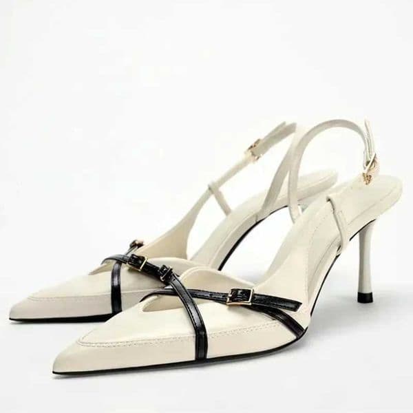 Sexy Pointy Toe Cross Strap Women Pumps Summer White Elegant Slingbacks Heels for Women Designer Heeled Sandals Q260508