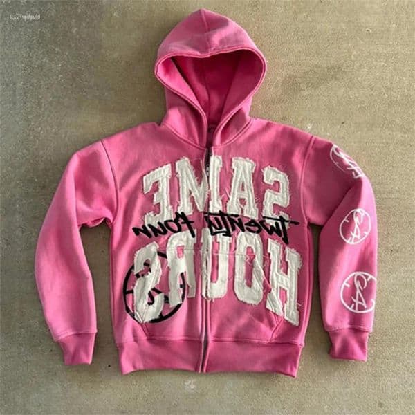 2026 Men's Hoodies Y2K Streetwear Zip Up Hoodie Mens Womens Hip Hop Sweatshirts Gothic Graffiti Pattern Print Hoody Oversized Harajuku Retro Sweatshirt