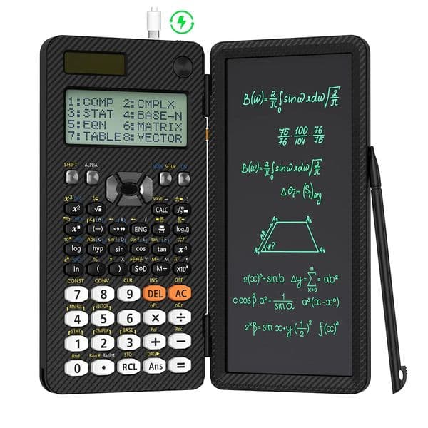 Rechargeable 991ES EX Scientific Calculators with LCD Writing Tablet Foldable Portable with Notepad for Business High School 260508