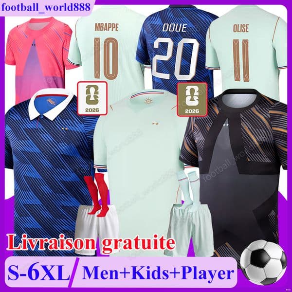 6XL 5XL 4XL France 2026 World Cup Soccer Jerseys French MBAPPE OLISE 26 27 football shirts EKITIKE DOUE THURAM football kits AKLIOUCHE RABIOT Men Kids Kit Socks Sets