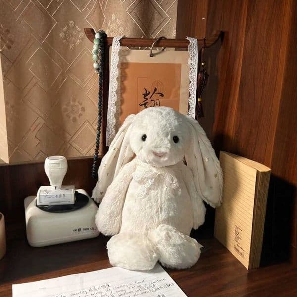 Movies & TV Plush toy White Star Ear Bonnie Rabbit Floral Rabbit Plush Doll Comfort Toy Gift for Friends Bunny