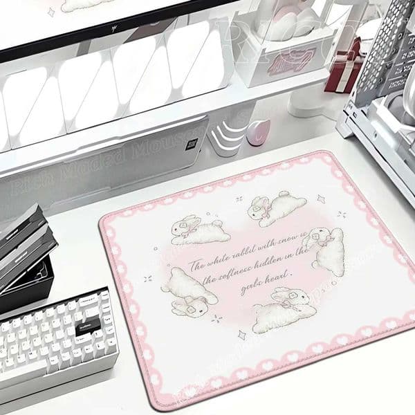 Cute Pink Rabbit Mouse Pad Love Pattern Office Computer Keyboard Mousepad Gamer Small Table Mat tapis de souris pc accessoriesT260508
