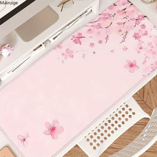 Pink Japanese cherry blossom art Mouse Pad Computer Office Table Mats Rubber Anti-slip Gaming Keyboard Mousepads Long Desk PadsT260508