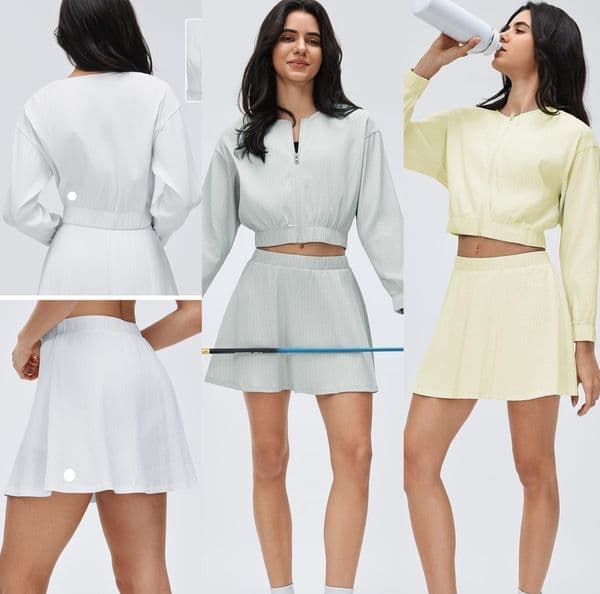 UU-L5704 Women Yoga Short Sports Jackets Female Waist Outdoor Leisure Zipper Cardigan Jacket High Waist Sports Skirt Outdoor Fitness Yoga Tennis Skirt