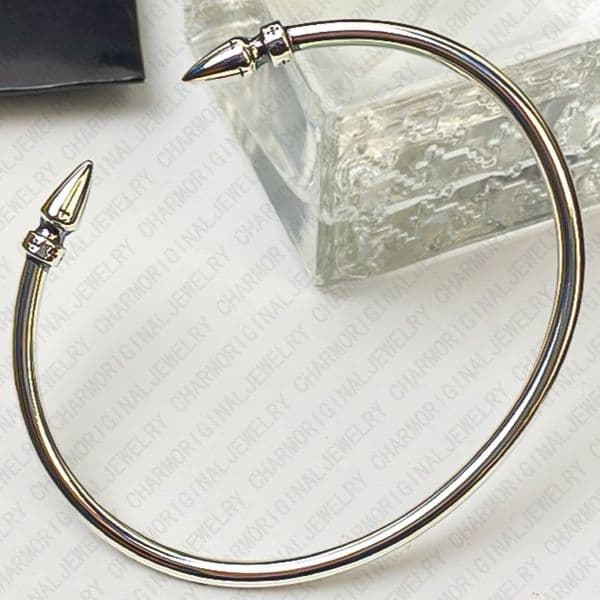 Chrome Designer Bracelet Stainless Steel Double Bullet Head Open Cuff for Women Unique Statement Luxury Jewelry Free Shipping Buy One Get One Free