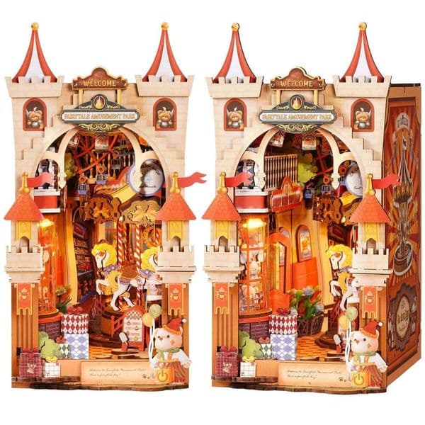 Rolife DIY Nook Fairytale Amusement Park Bookends 3D Model Building Kit Bookshelf Decor Gift for Book Lovers 26Y0508