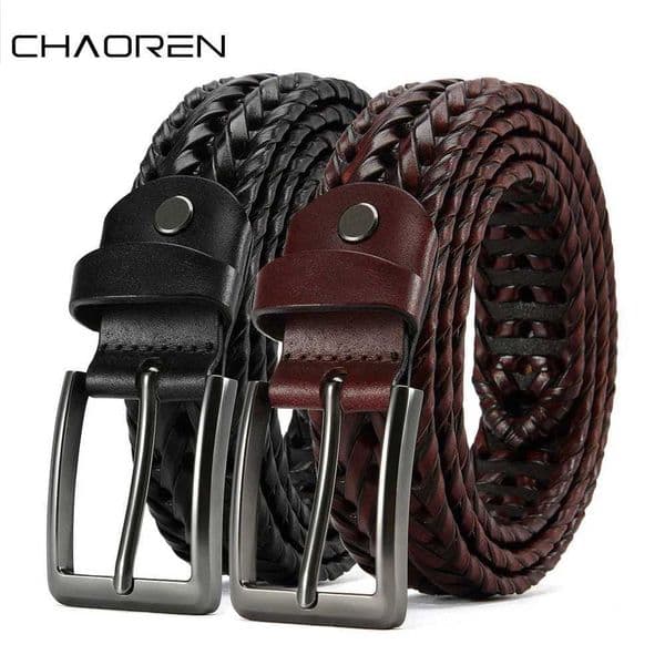 CHAOREN Leather Braided Belts for Mens Casual Woven Leather Belt for Dress Pants L260508