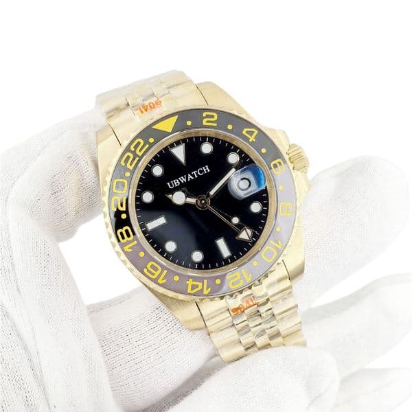 Jason007 ST9 Steel Watch Stainless FULL GOLD Black Dial Bumblebee Ceramic Bezel Automatic Movement Mechanical Zombie Jubilee Strap Men Belt Watches Wristwatches