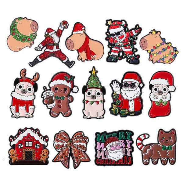 Versatile and Unique Cartoon Metal Brooch, Exquisite Accessory, Santa Claus Reindeer Christmas Badge