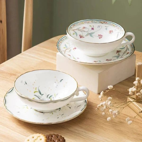 Ceramic Tea cup and Saucer Set pastoral style Bone China small coffee Cups y Household Madam Ladies Afternoon Tea Time 260507