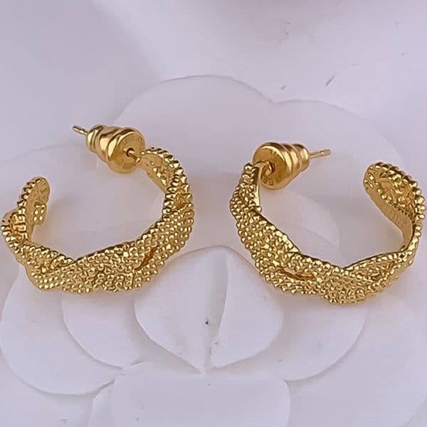 Designer Earrings Women 18K Gold Plated Earring Woven C Shape Hoop Earrings Luxury Jewlery Designer for Women Sparkling Timeless Free Shipping Buy One Get One