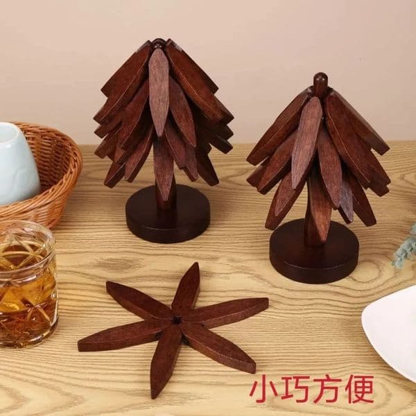 Tree Stand Wooden Trivets Decorative Anti Scald Heat Resistant Table Mat Coaster Wood Placemats Pot 260508