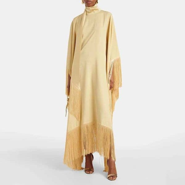 Sexy V-neck Tassel Splicing Robe Dress Fashion Flare Long Slve Solid Long Dress Women Casual Draped Loose Vacation Party Dress L260508