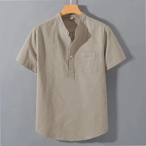 Mens Summer Short Sleeve Solid Color T-shirt Pocket n Button Shirts Daily High Street Wear Simple Comfortable Style 260507