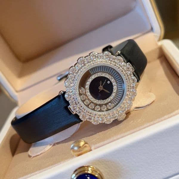 watch women designer HAPPY DIAMONDS Designer watches never fade 30mm watches adjustable leather strap Circular dial 018
