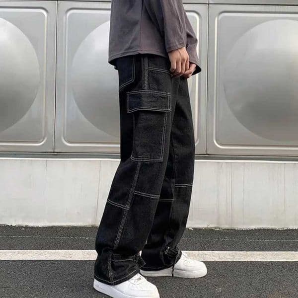 Cargo jeans Men Wide Leg Jeans Hip Hop Casual Mens Straight Baggy Denim Pants Strtwear Skateboard Pant Neutral Trousers L260508