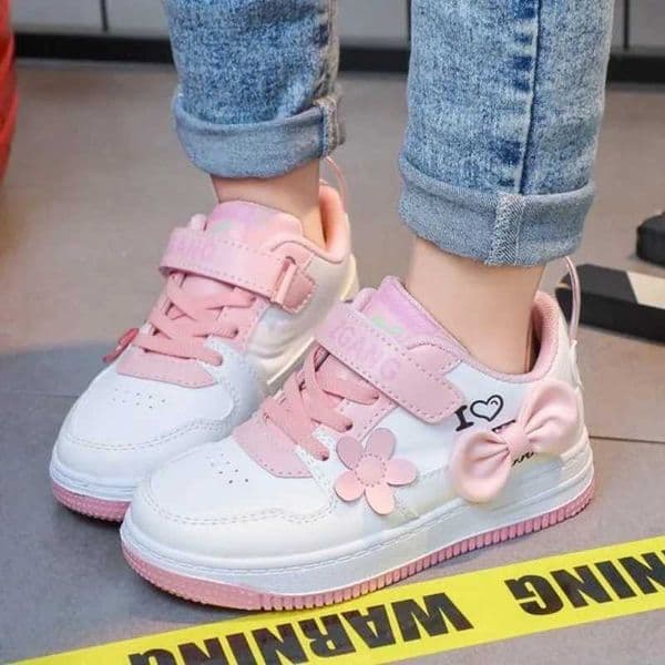 Children Flower Boat Shoes Girl Cute Bow Princess Sneakers Spring and Autumn Kids Casual Running Sport Casual Shoes L260508