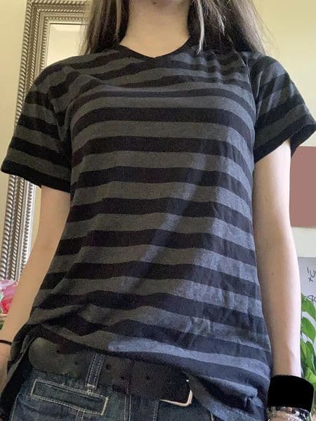 Y2K Aesthetic Fairy Grunge T-shirt 90s Striped Short Sleeve Pullover Tees Aesthetic Grunge Gothic Clothing Streetwear 260508