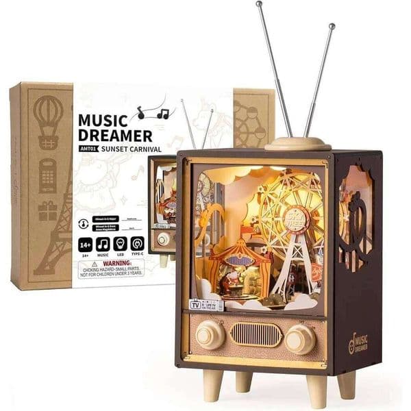 Robotime Rolife Music Box Sunset Carnival with Light 3D Wooden Kits Toys for Children Kids Birthday Gifts AMT01 26Y0508