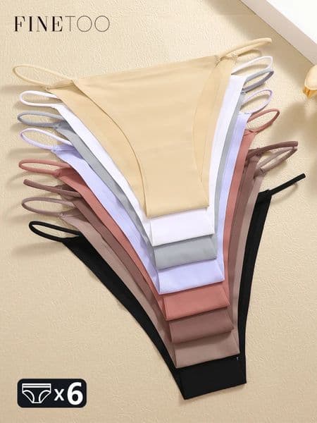 FINETOO 6Pcs Seamless Ice Silk Underwear for Women Sexy Thin Strap Briefs Girls Low Waist Breathable Panties No Trace Lingerie 260508