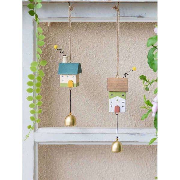 Cute Little House Wind Chimes Creative Doorknob Bell Hanging Decoration Bedroom Window Garden Outdoor Shop Decor Birthday Gift 26W0508