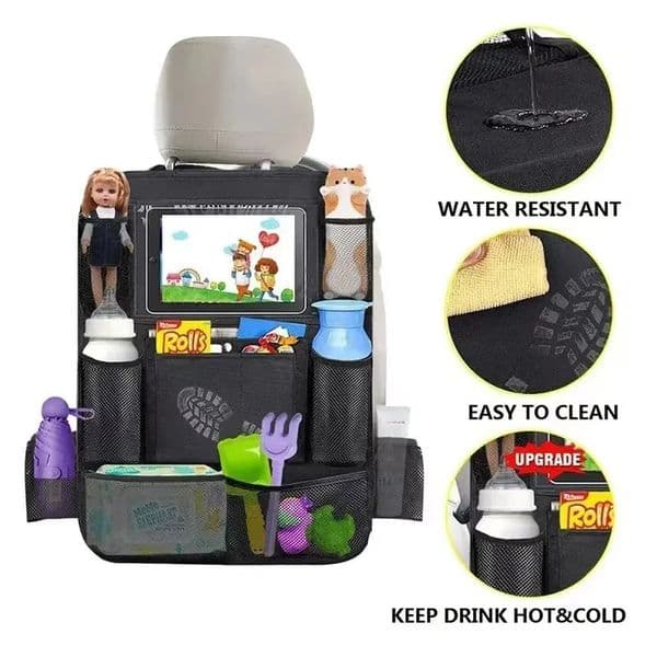 Car Seat Storage Organizer Multifunctional Oxford Fabric Car Back Multi Pocket Storage Bag with Touch Screen Tablet Holder 260508