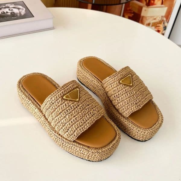 woman sandals designer slippers designer slides womans sandals shoes women platform slides crochet sandals buckle beach summer flat leather slippers size 35-42 box