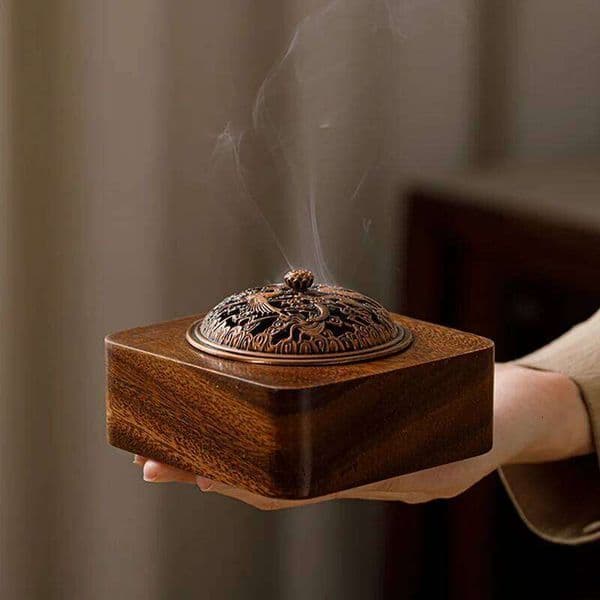 Walnut Wood Incense Burner Zen Tea Yoga Room Relaxed Home Retro Indoor Sandalwood Agarwood Small Plate Decoration 26H0508