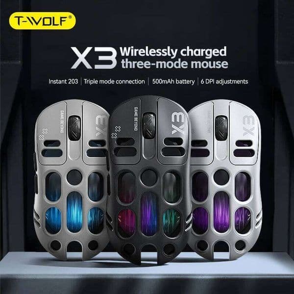 T-WOLF Thunderwolf X3 wireless mouse the third mock examination BT wired charging RGB light-emitting video game machine 26L0508