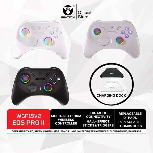 FANTECH WGP15V2 EOS PRO II Wireless Controller K-Silver Hall-Effect and Trigger 1000Hz Polling Rate Interchangeable D-Pad Gamep S260506