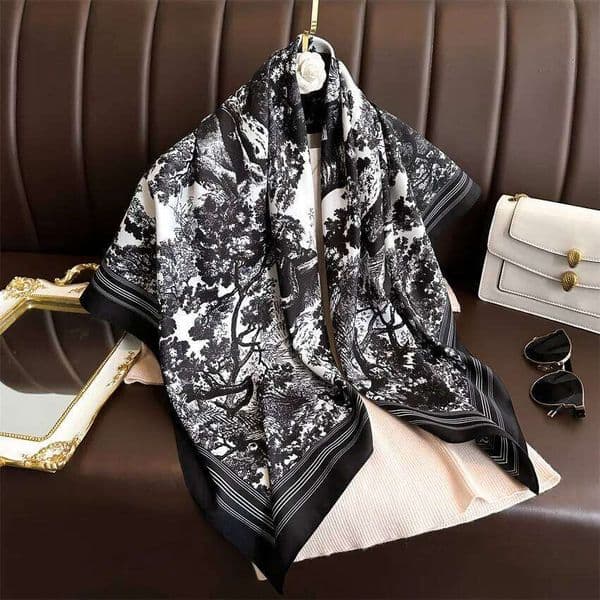 Spring Women's Luxury Design Polyester Material Smooth Scarf Soft Shawl Beach 90x90cm 26W0508