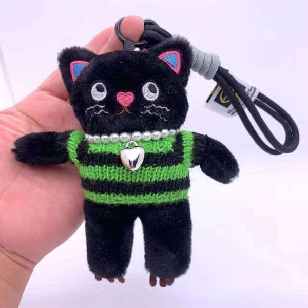 15cm Kawaii Keychain Pink Cat Plush Pendant Animals Doll Keyring Car Key Decorations Dolls Girl women Bag Accessorie 26H0508