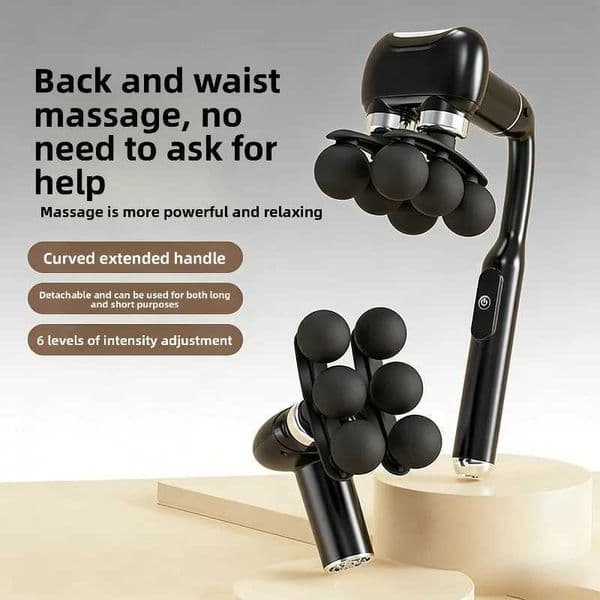 6-Head U-Shaped Handle Fascia Gun High-Frequency Vibration Body Massage Gun Neck Shoulder Waist Back Handle Fascia Massager Z260504