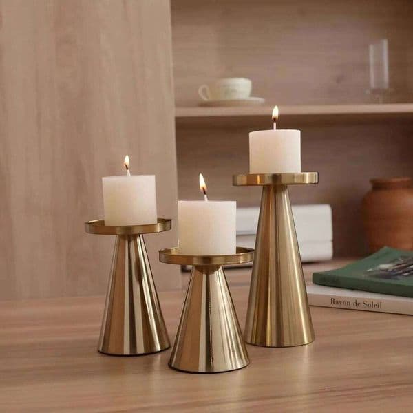 3pcs Copper-Plated Tea Light Wedding Home Candlestick Set Table Decoration Candle Holder 26H0508